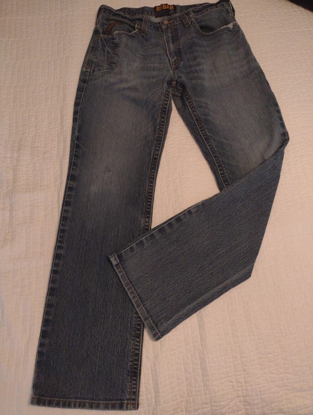 Ariat Rebar M5 Men's 34x33 Medium Wash Workwear Denim Jeans Low Rise Boot Cut